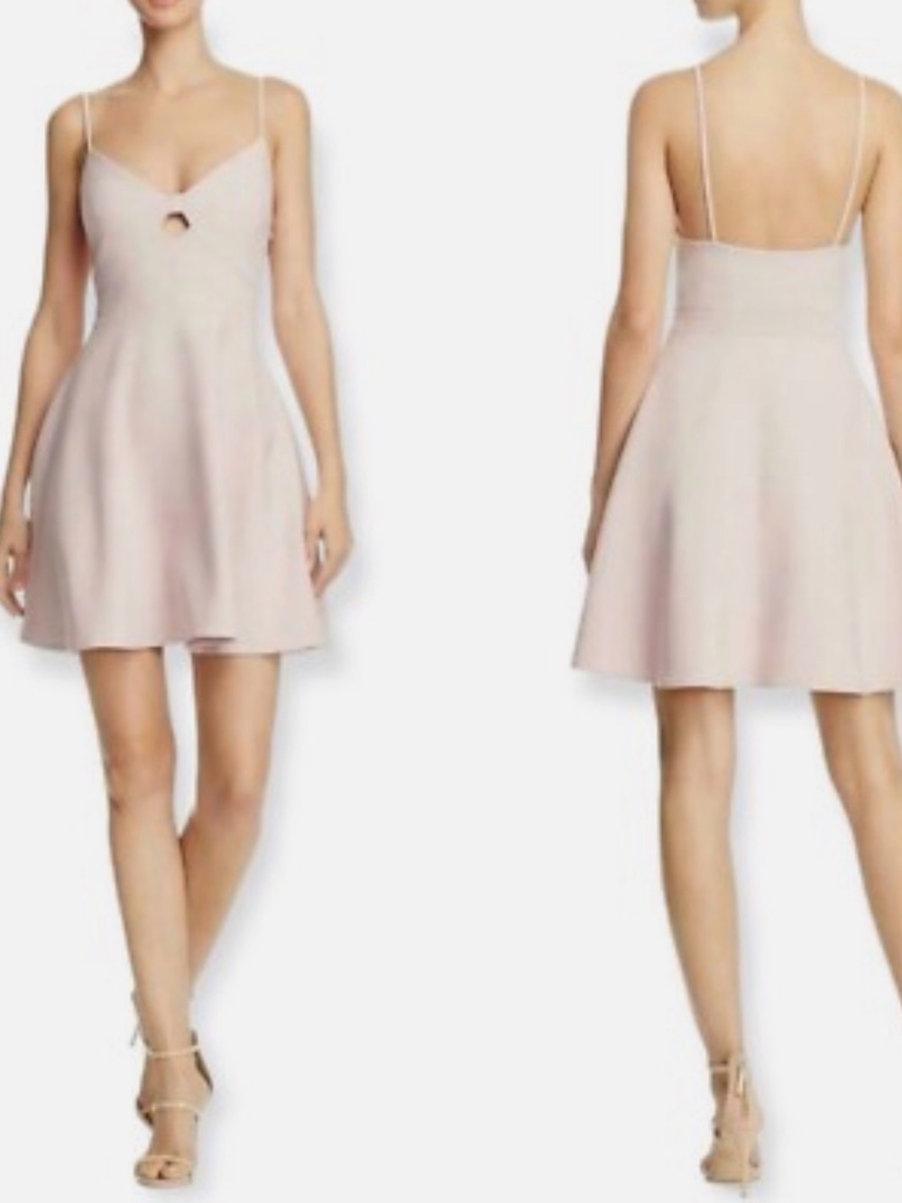 Likely Blush Pink Spaghetti-Strap Fit-and-Flare Mini Dress